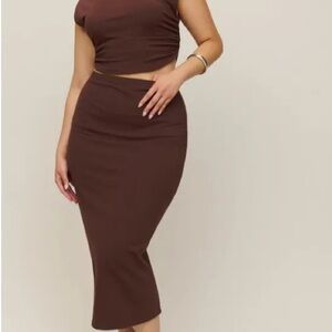 Reformation Foster Knit Skirt Brown